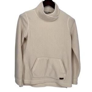 L.L. Bean Sherpa Fleece Sweatshirt Womens XS White Cowl Neck Kangaroo Pocket
